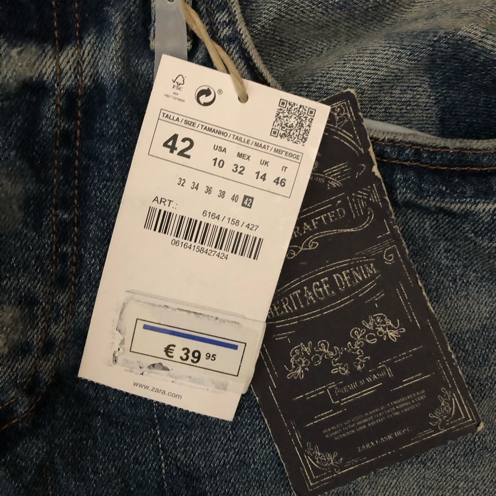 NWT -ZARA -Z1975 Denim Jeans USA size 10 - Picture 8 of 8